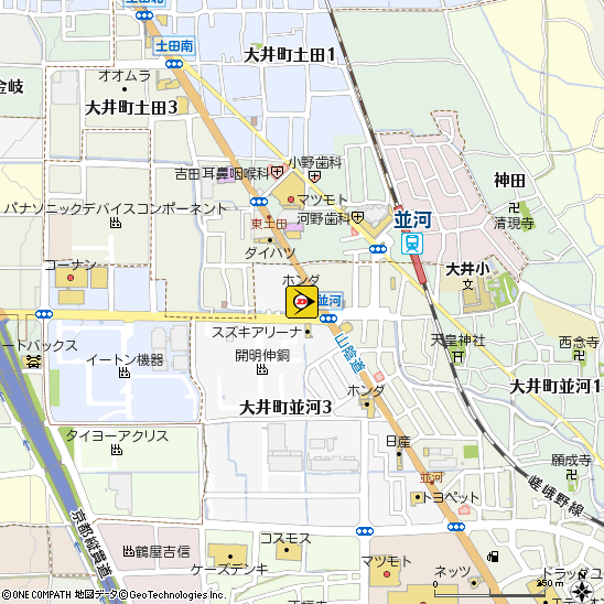 Honda Cars　綾部中央　亀岡中央店付近の地図